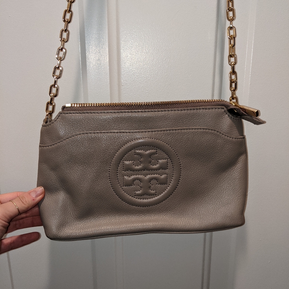 Tory burch bombe chain crossbody french gray grey